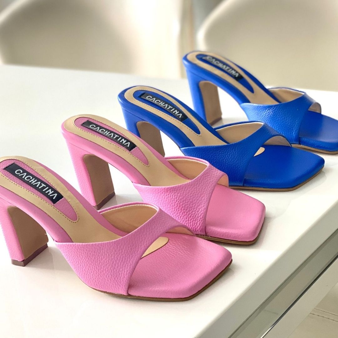 TACÒN - NICKY - 7.5 - CUERO AZUL PRINCESA- CALZADO CACHATINA