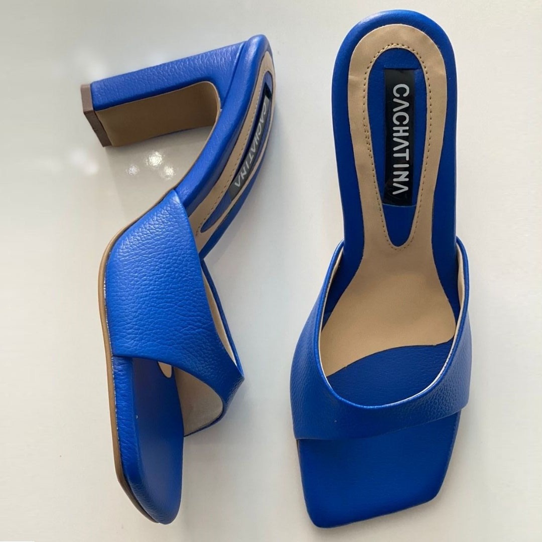 TACÒN - NICKY - 7.5 - CUERO AZUL PRINCESA- CALZADO CACHATINA