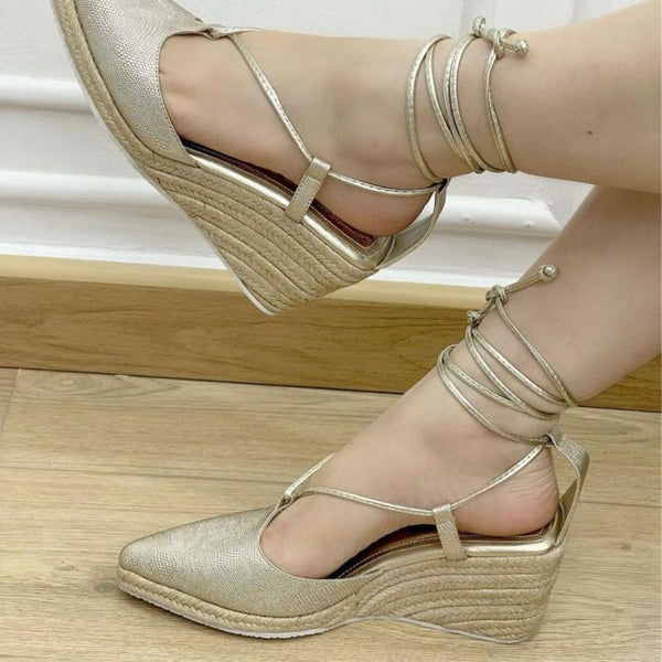 PLATAFORMA - TIZER - 5.5 - CUERO DORADO - CALZADO CACHATINA