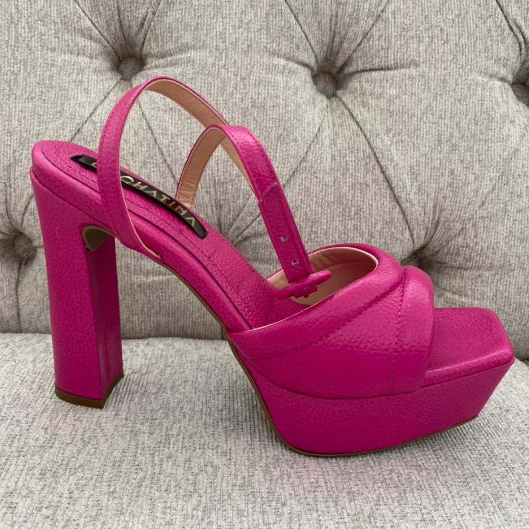 TACÒN - LETONIA - 12 CM - CUERO FUCSIA - CALZADO CACHATINA