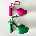 TACÒN - LETONIA - 12 CM - CUERO FUCSIA - CALZADO CACHATINA