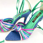 TACÒN - JAIDIN - 8.5 - JEAN NEUTRO VERDE METALIZADO X COLORES - CALZADO CACHATINA
