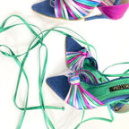TACÒN - JAIDIN - 8.5 - JEAN NEUTRO VERDE METALIZADO X COLORES - CALZADO CACHATINA