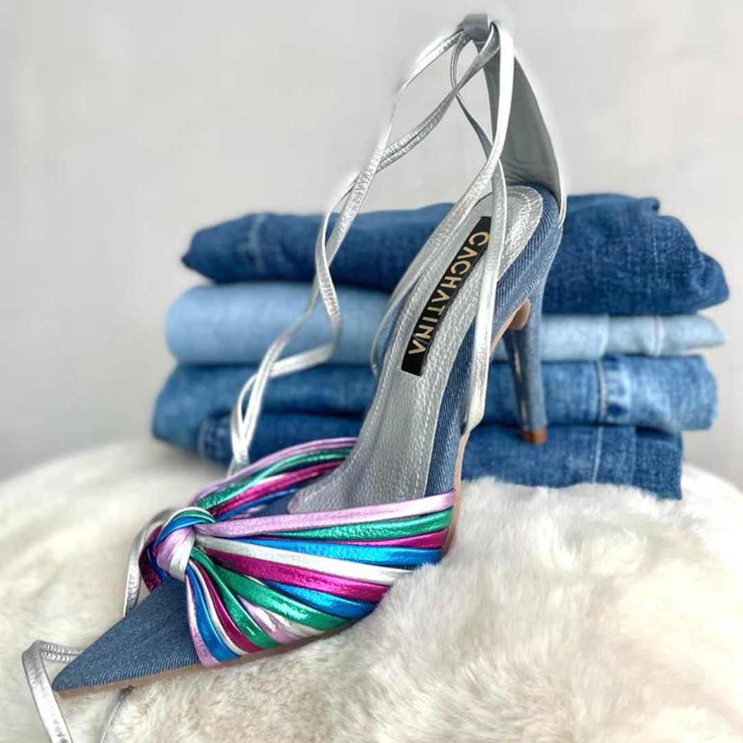 CALZADO CACHATINA - TACON MUJER - JAIDIN - DENIM NEUTRO X COLORES - ALTURA 8.5 (11 CM)