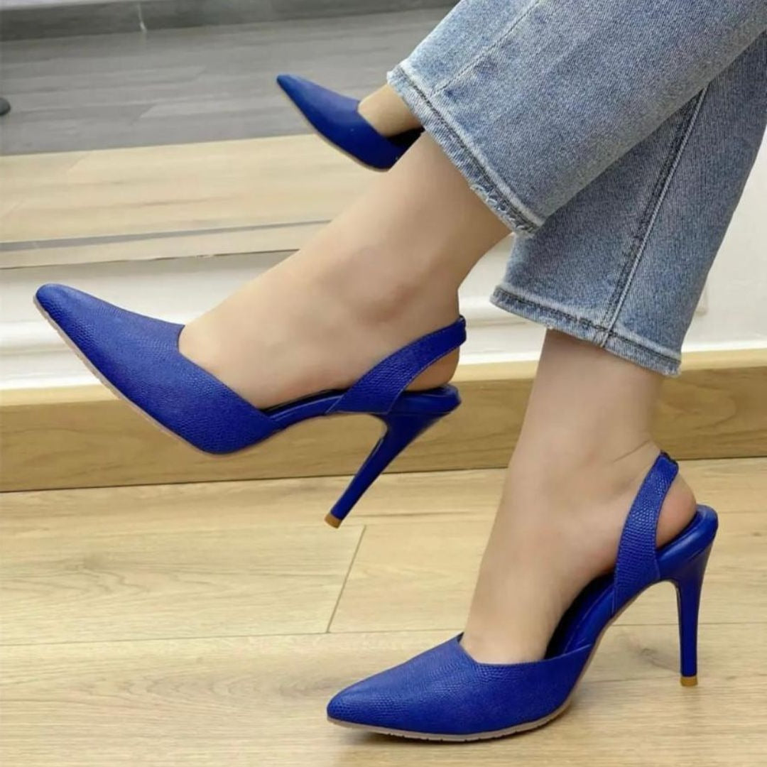 TACÒN - KAPRINA - 8.5 - CUERO AZUL PRINCESA - CALZADO CACHATINA