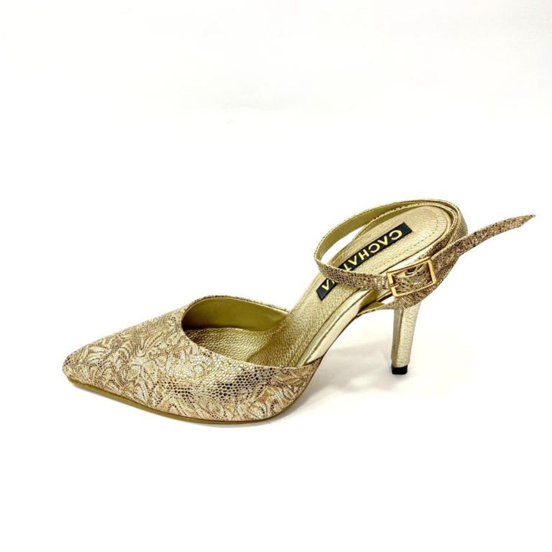 TACÒN - KENEL - 8.5 - CUERO DEJAVU DORADO - CALZADO CACHATINA