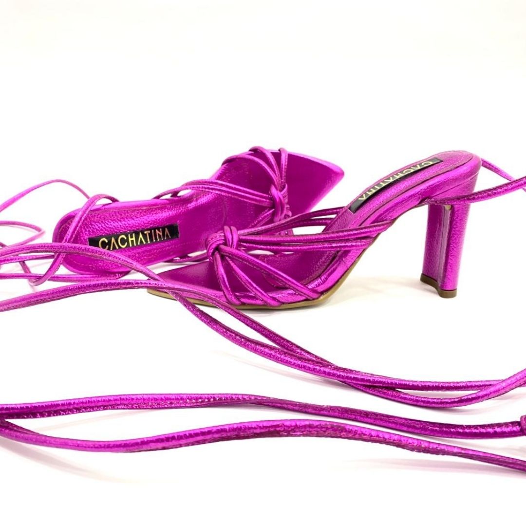 CALZADO CACHATINA - TACON MUJER - PAINET - CUERO FUCSIA - ALTURA 7.5 (10 CM)