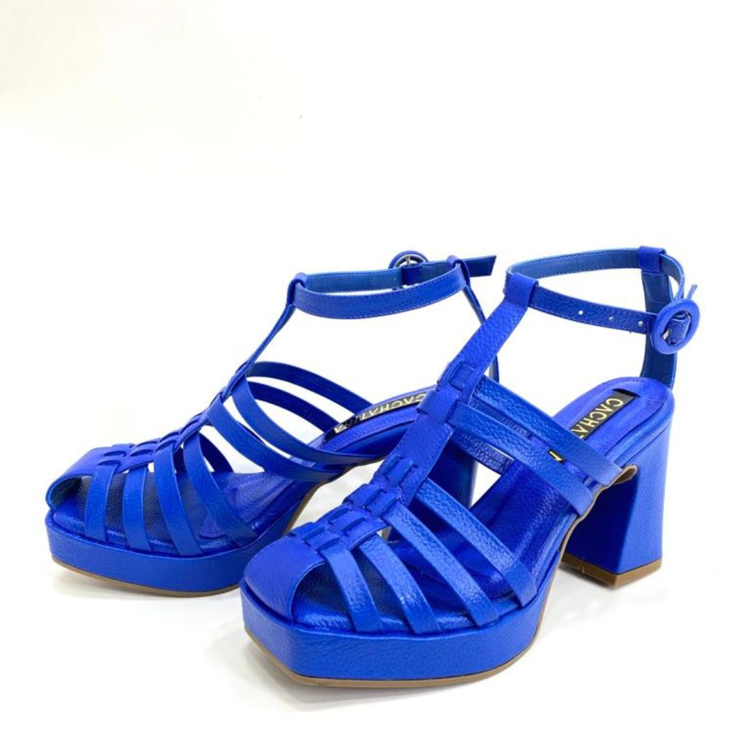TACÒN - SNOWY - 7.5 - CUERO AZUL PRINCESA - CALZADO CACHATINA