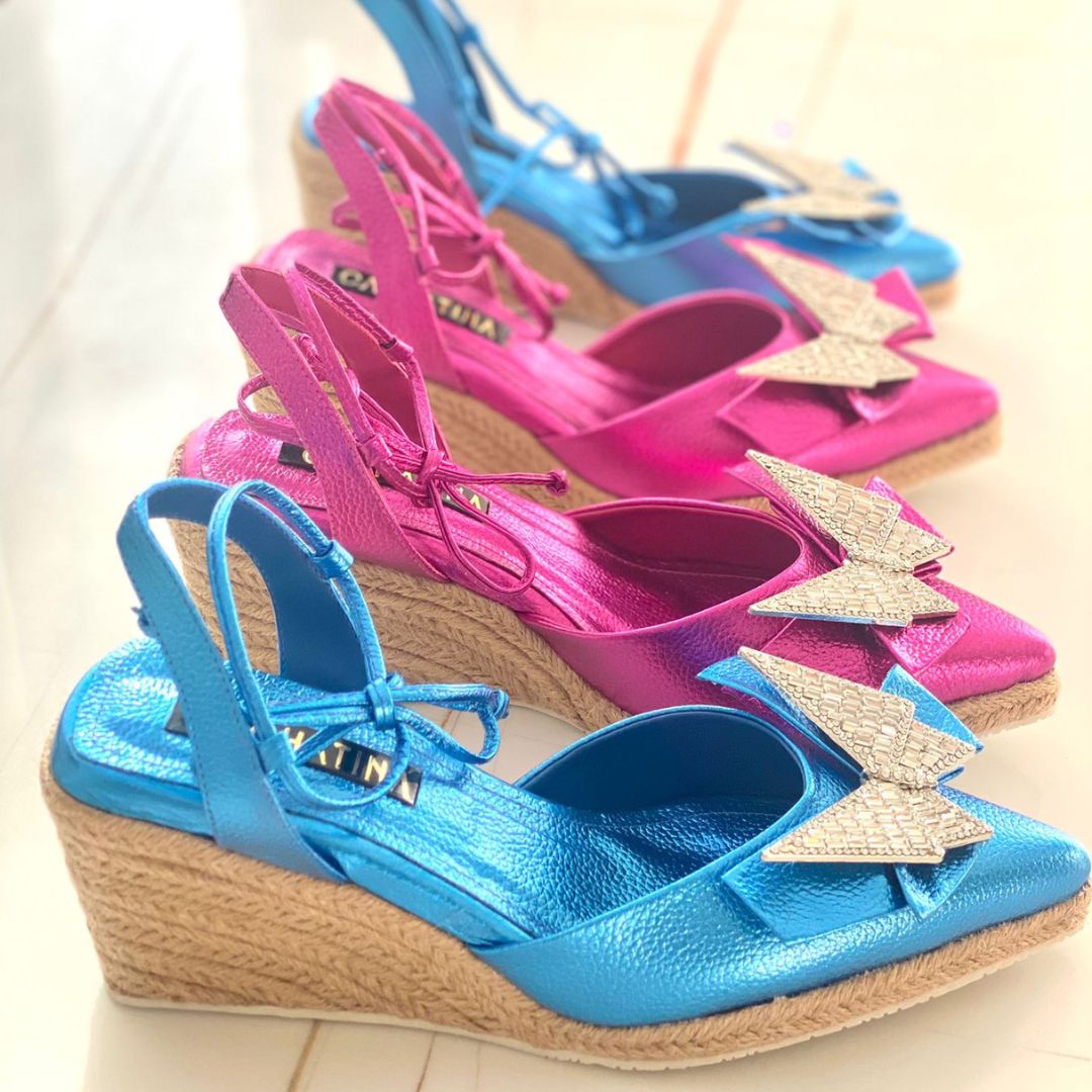 CALZADO CACHATINA - PLATAFORMA MUJER - ALTAMIRA - CUERO FUCSIA METALIZADO - ALTURA 5.5 (7.5 CM)