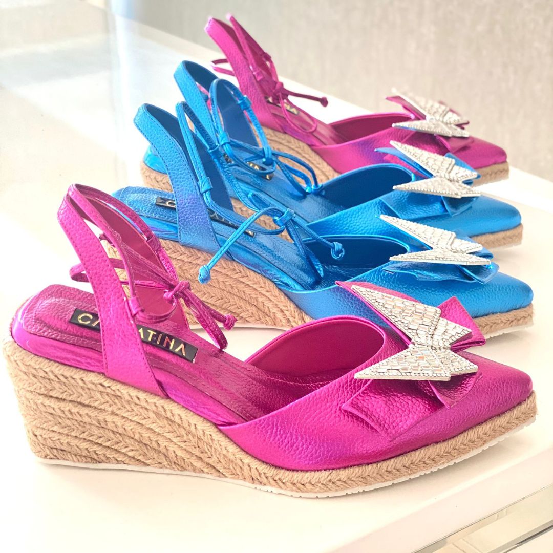 CALZADO CACHATINA - PLATAFORMA MUJER - ALTAMIRA - CUERO FUCSIA METALIZADO - ALTURA 5.5 (7.5 CM)