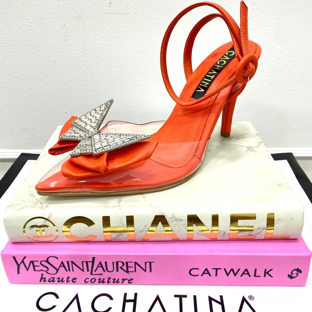 KLARENT - CALZADO CACHATINA - ESTILETO MUJER - CUERO NARANJA - TACON 8.5 (11 CM)