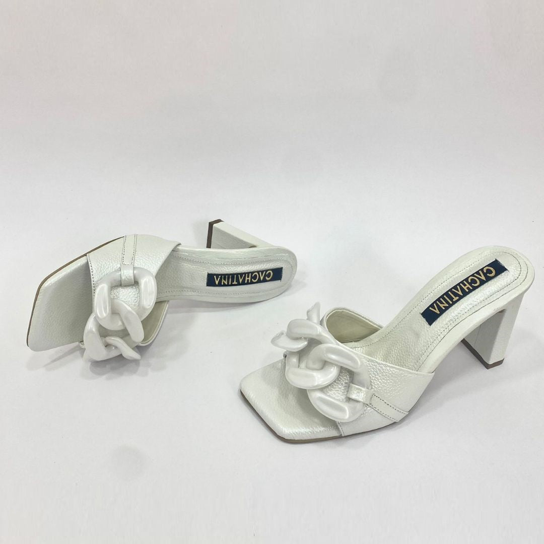 TACÒN - DEMETRIA - 7.5 - CUERO BLANCO - CALZADO CACHATINA