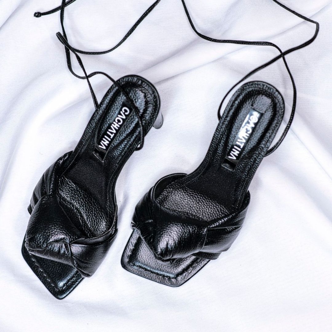 TACÓN - ELEANOR - 7.5 - CUERO NEGRO - CALZADO CACHATINA
