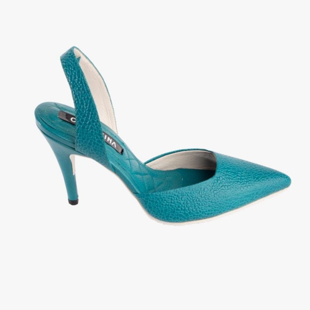 TACÒN - KAPRINA - 8.5 - CUERO AZUL LAGO - CALZADO CACHATINA