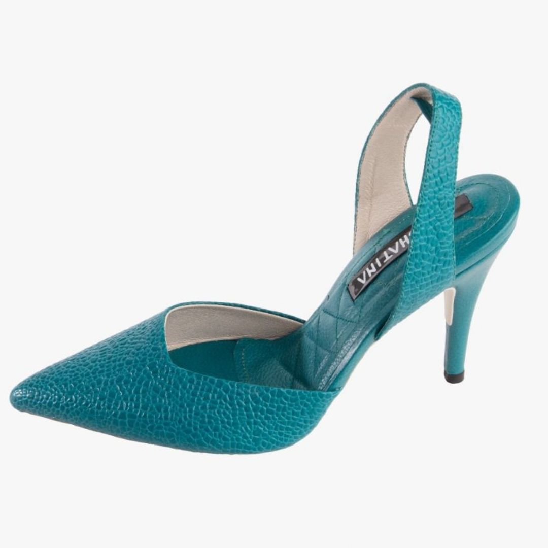 TACÒN - KAPRINA - 8.5 - CUERO AZUL LAGO - CALZADO CACHATINA