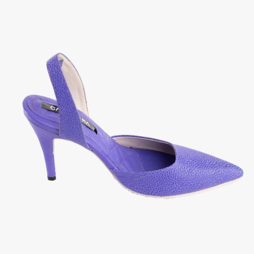 TACÒN - KAPRINA - 8.5 - CUERO AZUL BIGARA - CALZADO CACHATINA