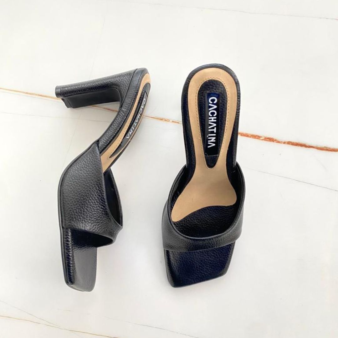 TACÒN - NICKY - 7.5 - CUERO NEGRO - CALZADO CACHATINA