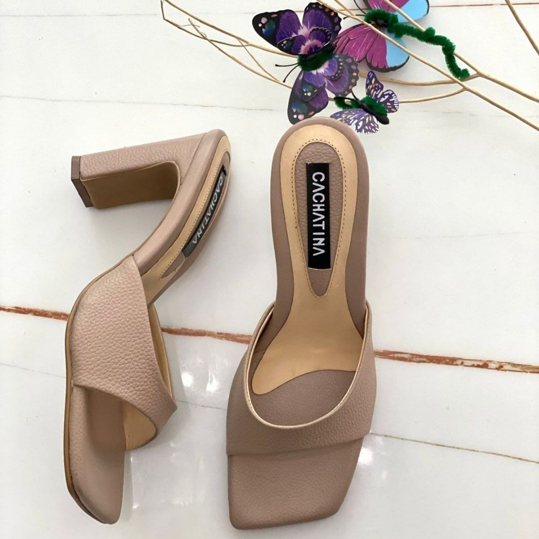 TACÒN - NICKY - 7.5 - CUERO TAUPE - CALZADO CACHATINA