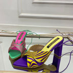 TACÒN - ORMANIA - 7.5 - CUERO SATIN MORADO X AMARILLO - CALZADO CACHATINA