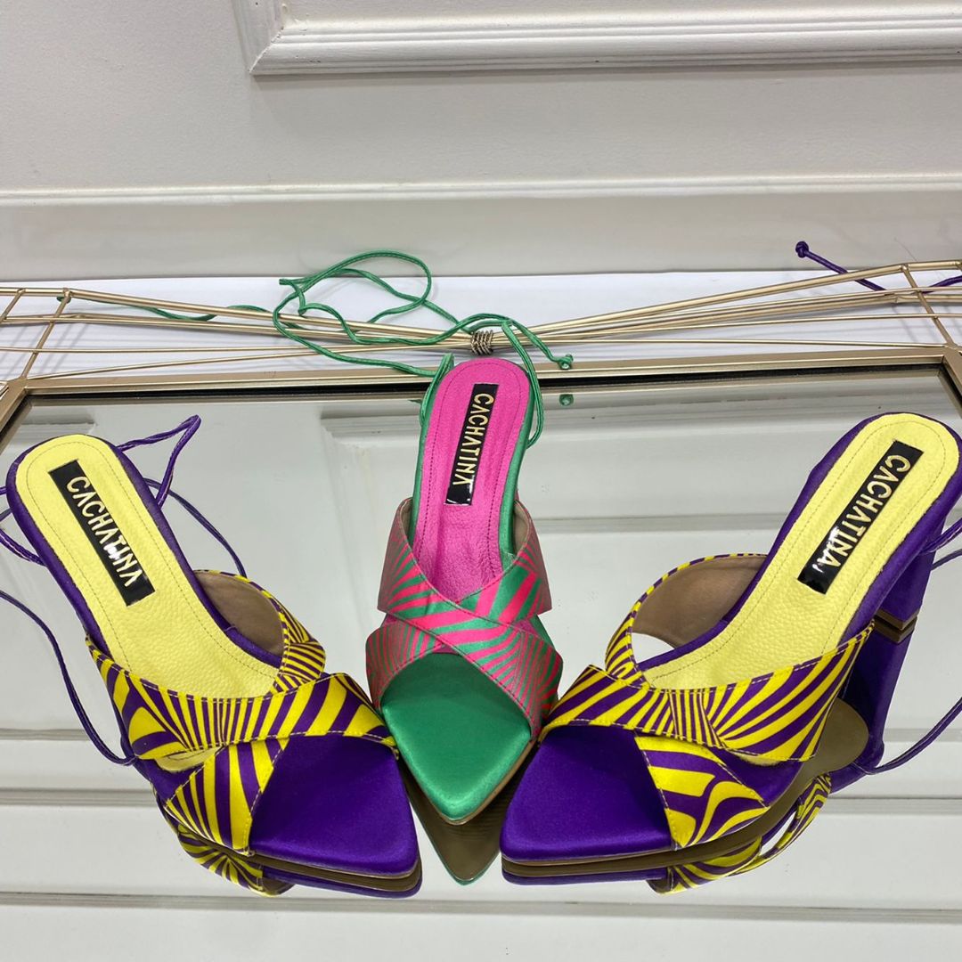 TACÒN - ORMANIA - 7.5 - CUERO SATIN MORADO X AMARILLO - CALZADO CACHATINA