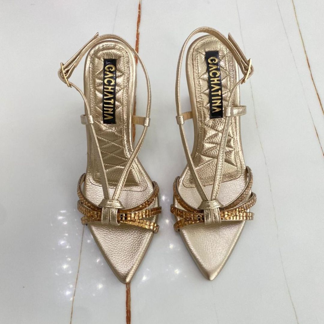 TACÓN - SAO PABLO - 7.5 - CUERO DORADO - CALZADO CACHATINA