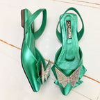 ZUECO CACHATINA - TEYLOR - CUERO VERDE METALIZADO - CALZADO CACHATINA