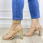 TACÒN ELEGANTE - WANDA ALTURA 7 Y MEDIO - CUERO DORADO - CALZADO CACHATINA