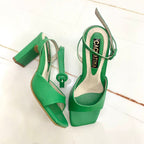 TACÒN ELEGANTE - WHENDY ALTURA 7 Y MEDIO - CUERO VERDE NORA LOZA - CALZADO CACHATINA