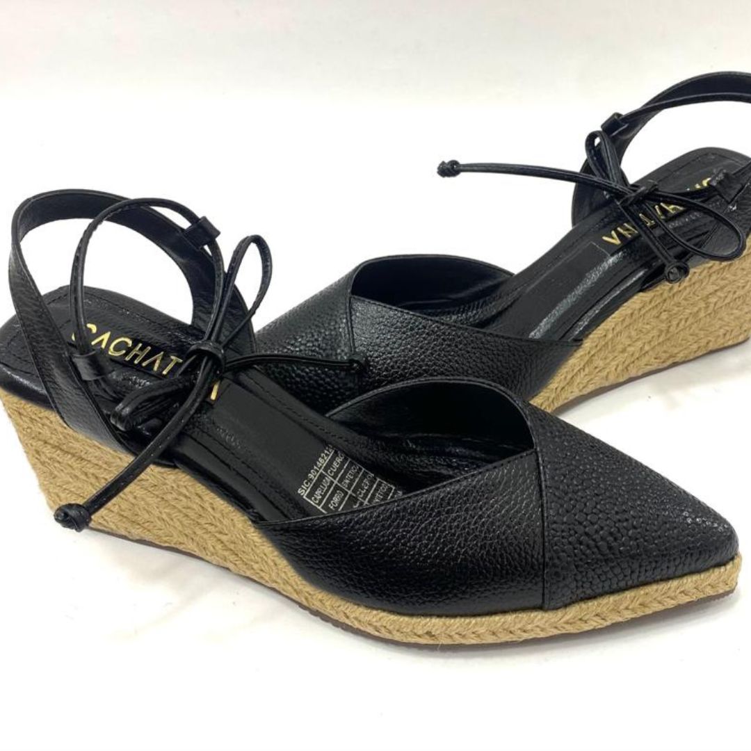 PLATAFORMA - TIZIANA - 5.5 - CUERO NEGRO - CALZADO CACHATINA