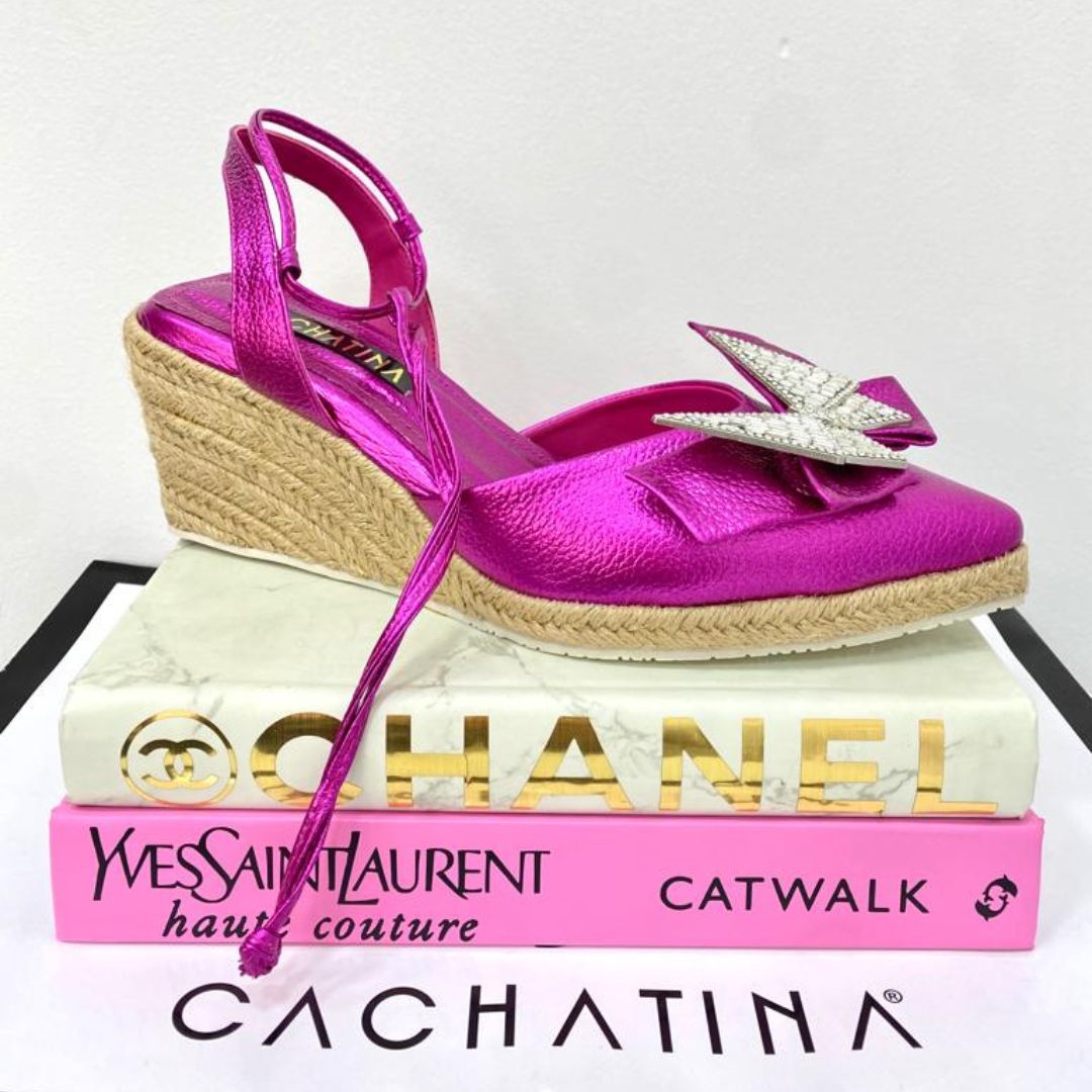 CALZADO CACHATINA - PLATAFORMA MUJER - ALTAMIRA - CUERO FUCSIA METALIZADO - ALTURA 5.5 (7.5 CM)