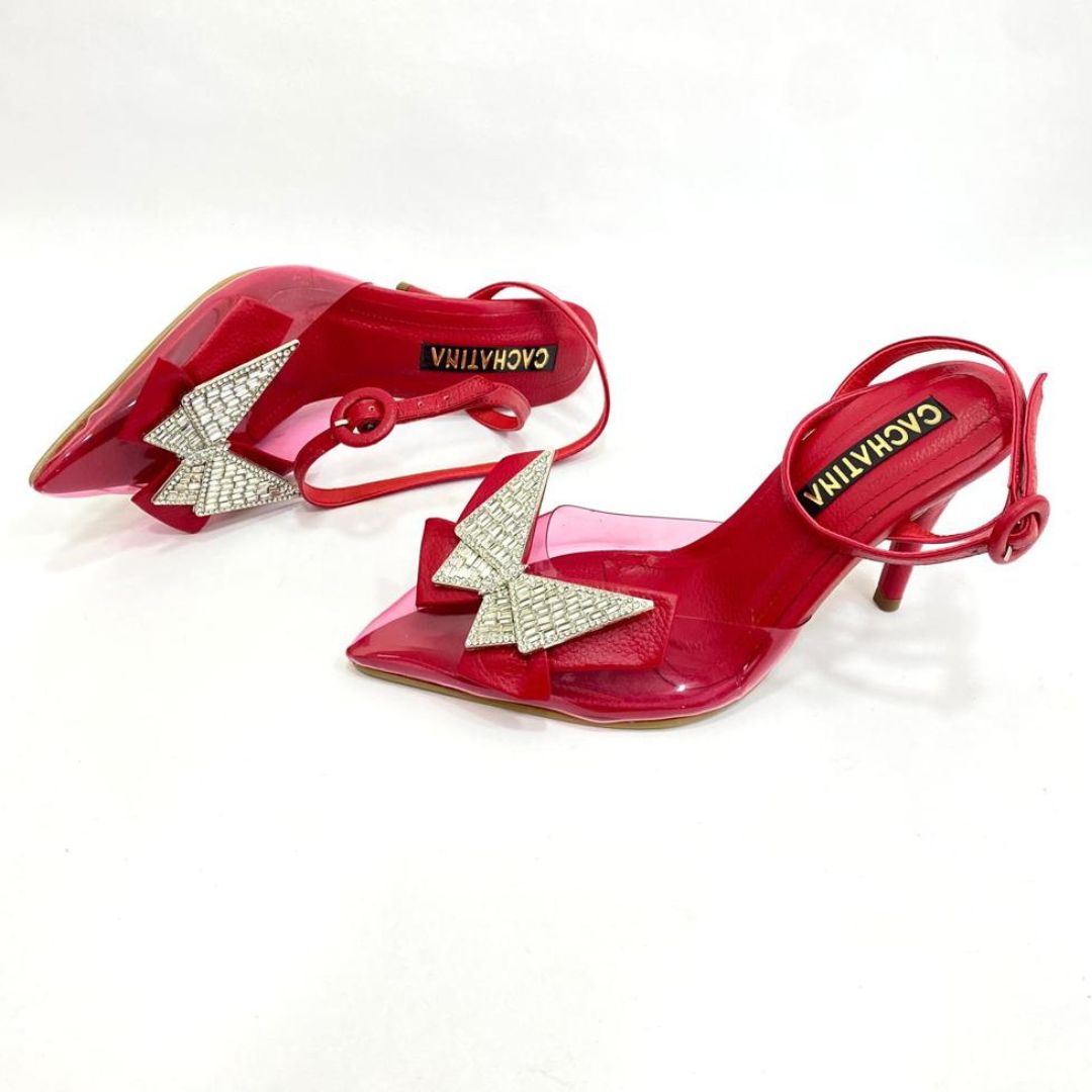 KLARENT - CALZADO CACHATINA - ESTILETO MUJER - CUERO ROJO - TACON 8.5 (11 CM)