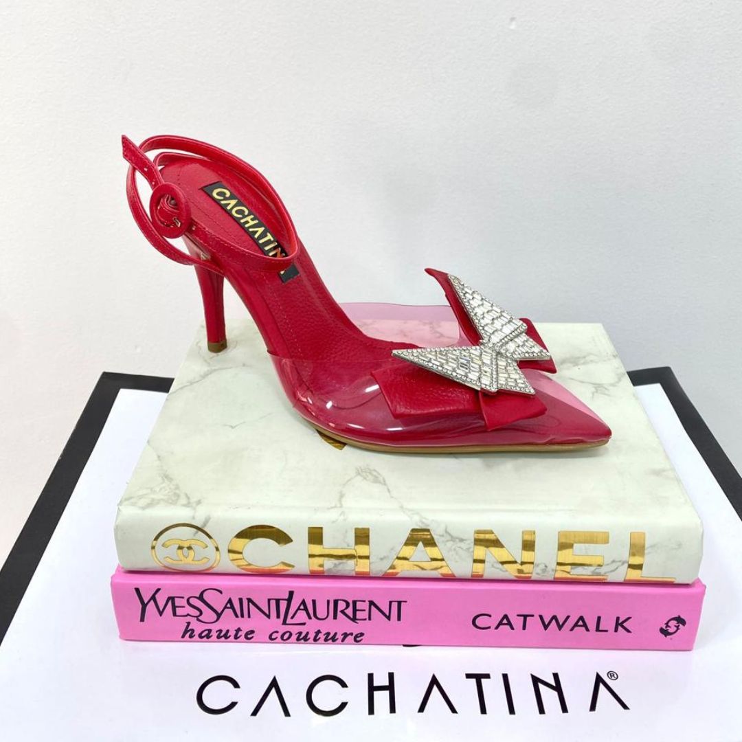 KLARENT - CALZADO CACHATINA - ESTILETO MUJER - CUERO ROJO - TACON 8.5 (11 CM)