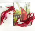 KLARENT - CALZADO CACHATINA - ESTILETO MUJER - CUERO ROJO - TACON 8.5 (11 CM)