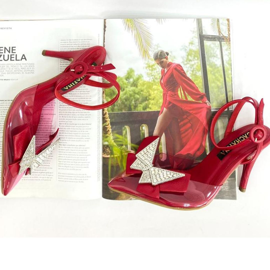 KLARENT - CALZADO CACHATINA - ESTILETO MUJER - CUERO ROJO - TACON 8.5 (11 CM)