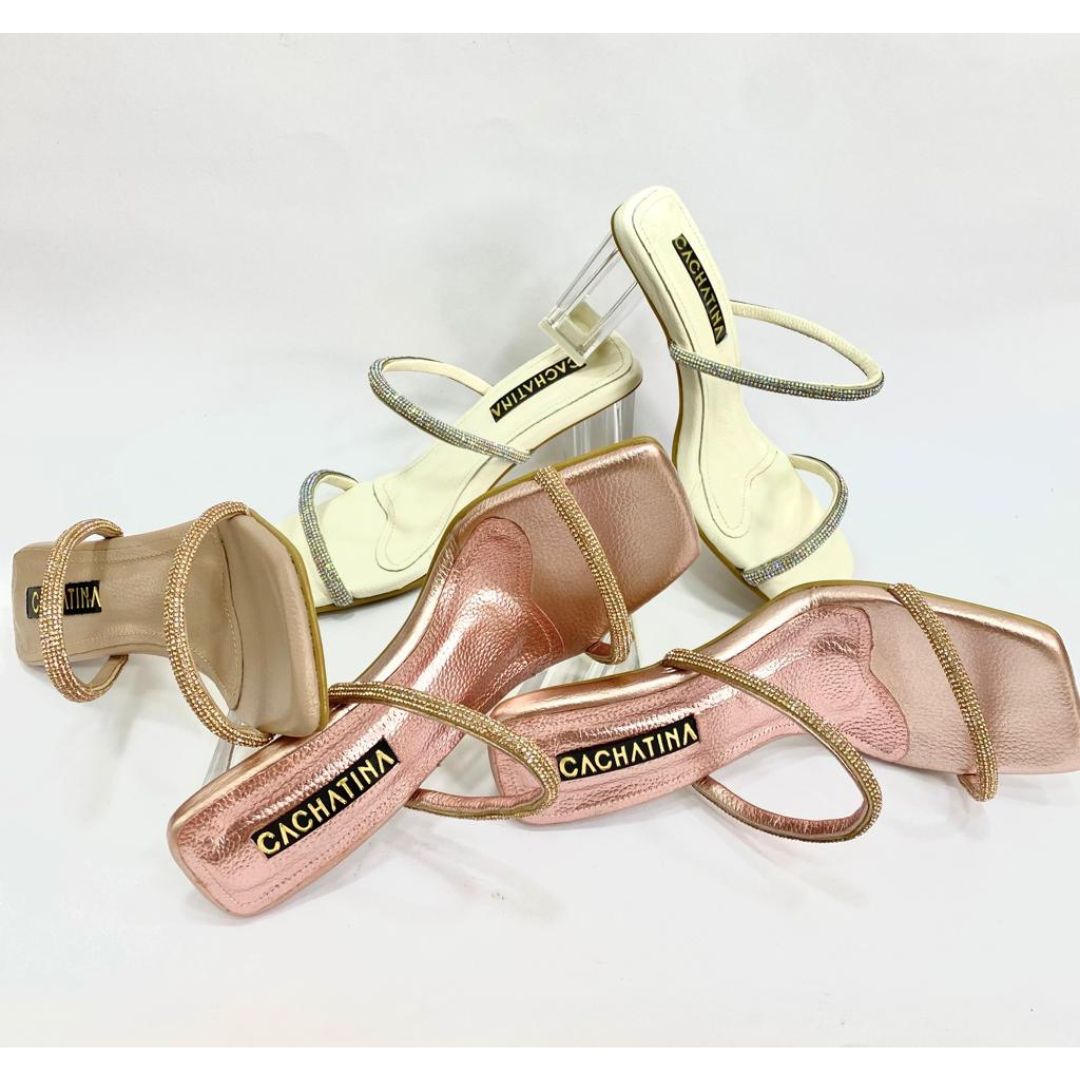 CALZADO CACHATINA - TACON MUJER - SONFAY - CUERO ORO ROSA - ALTURA 7.5 (10 CM)
