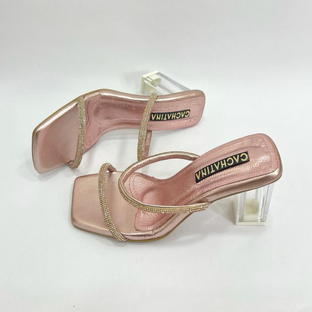 CALZADO CACHATINA - TACON MUJER - SONFAY - CUERO ORO ROSA - ALTURA 7.5 (10 CM)