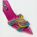 CALZADO CACHATINA - ESTILETO MUJER - TRIDI - CUERO FUCSIA X ARCOIRIS - ALTURA 7.5 (10 CM)