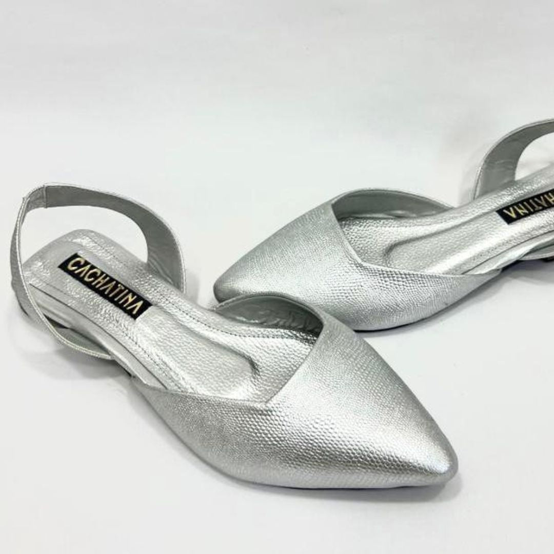 CALZADO CACHATINA - ZUECO MUJER - TEDY - CUERO PLATEADO